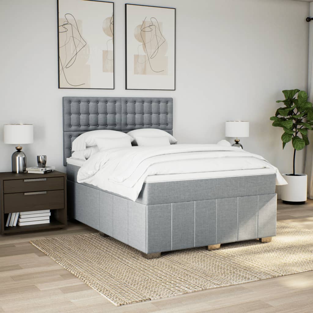 Sommier à lattes de lit avec matelas Gris clair 140x190cm Tissu - XIOS