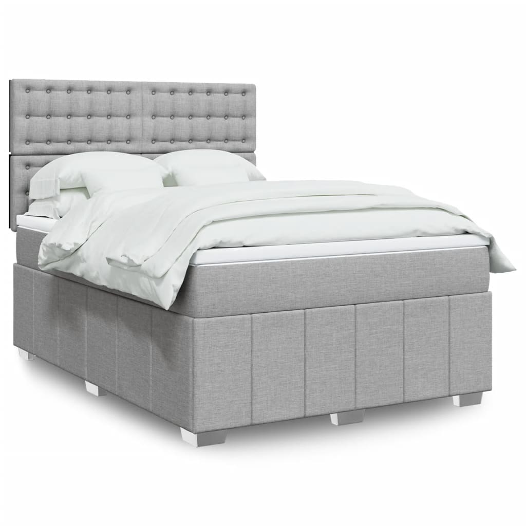 Sommier à lattes de lit avec matelas Gris clair 140x190cm Tissu - XIOS