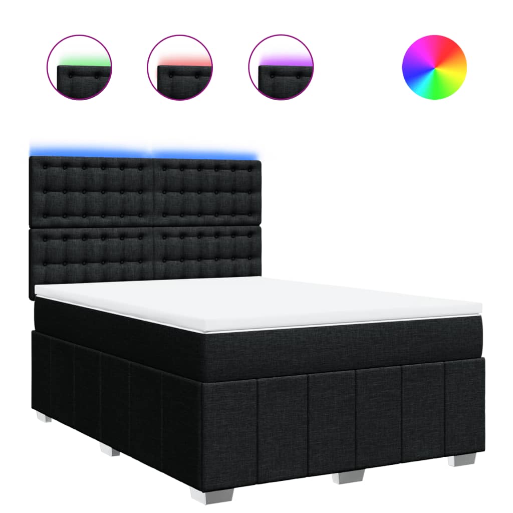 Sommier à lattes de lit avec matelas Noir 140x190 cm Tissu - XIOS