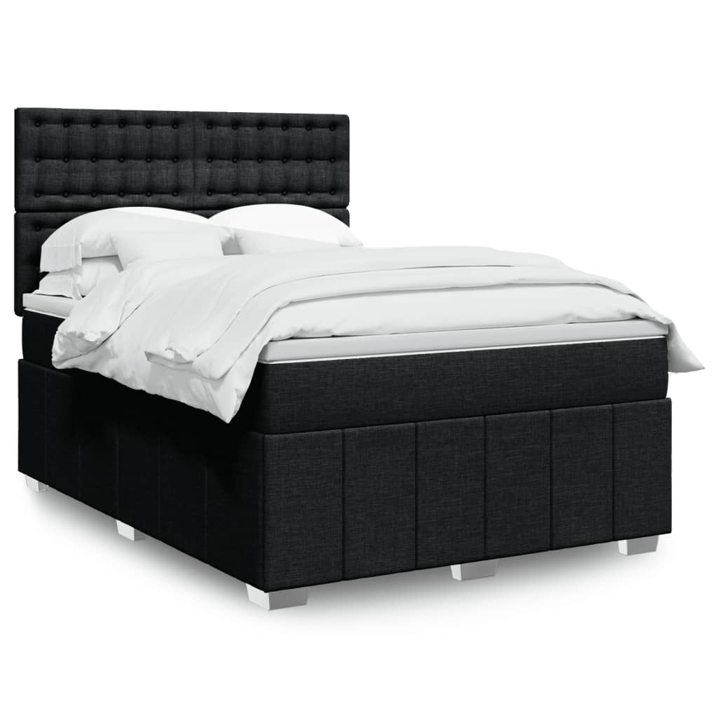 Sommier à lattes de lit avec matelas Noir 140x190 cm Tissu - XIOS