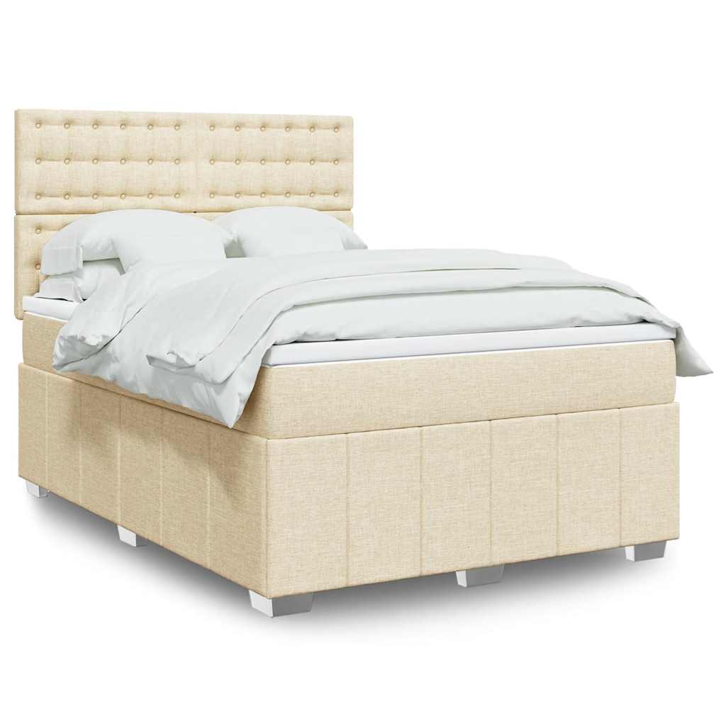 Sommier à lattes de lit avec matelas Crème 140x190 cm Tissu - XIOS