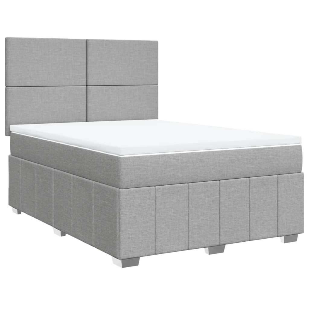 Sommier à lattes de lit avec matelas Gris clair 140x200cm Tissu - XIOS