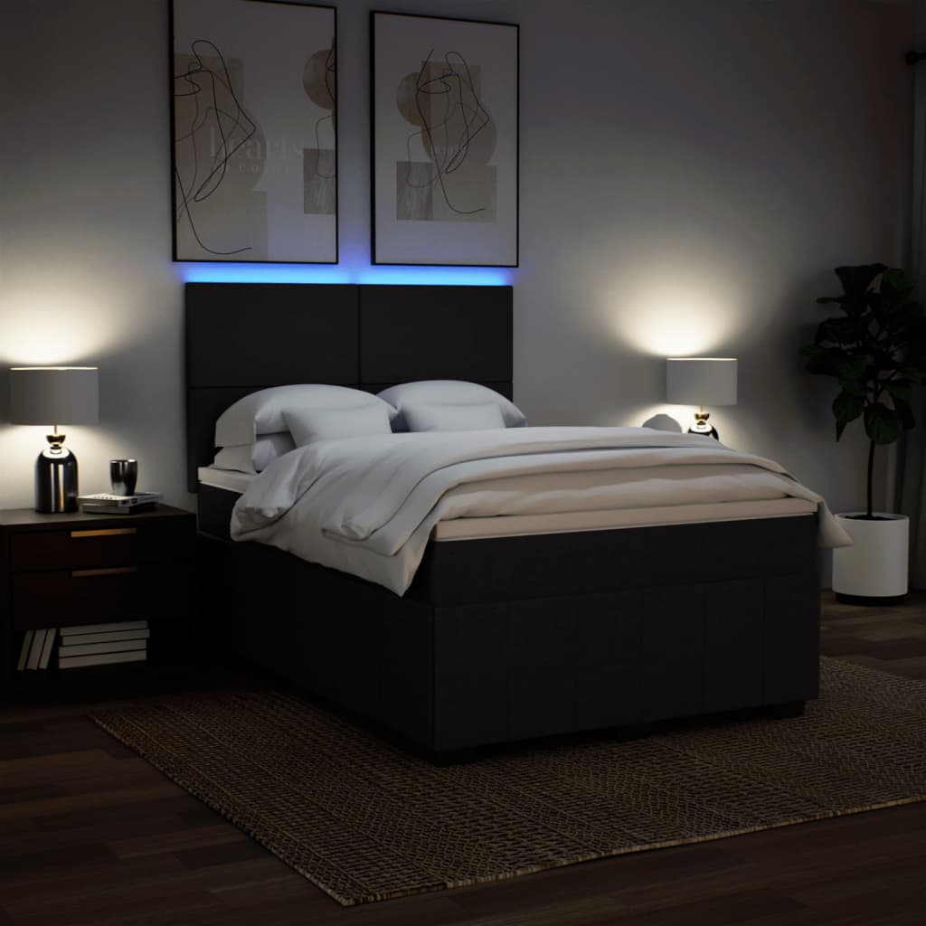 Sommier à lattes de lit avec matelas Noir 140x200 cm Tissu - XIOS
