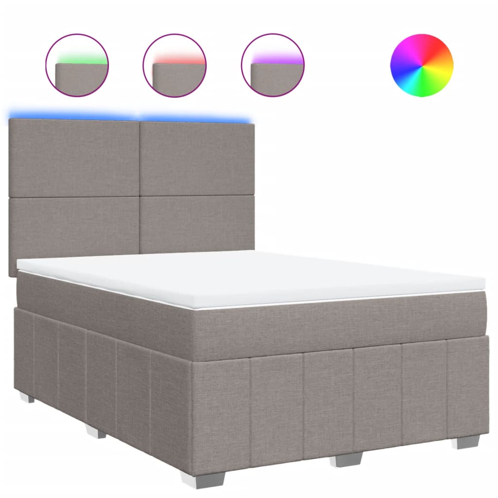 Sommier à lattes de lit avec matelas Taupe 140x200 cm Tissu - XIOS