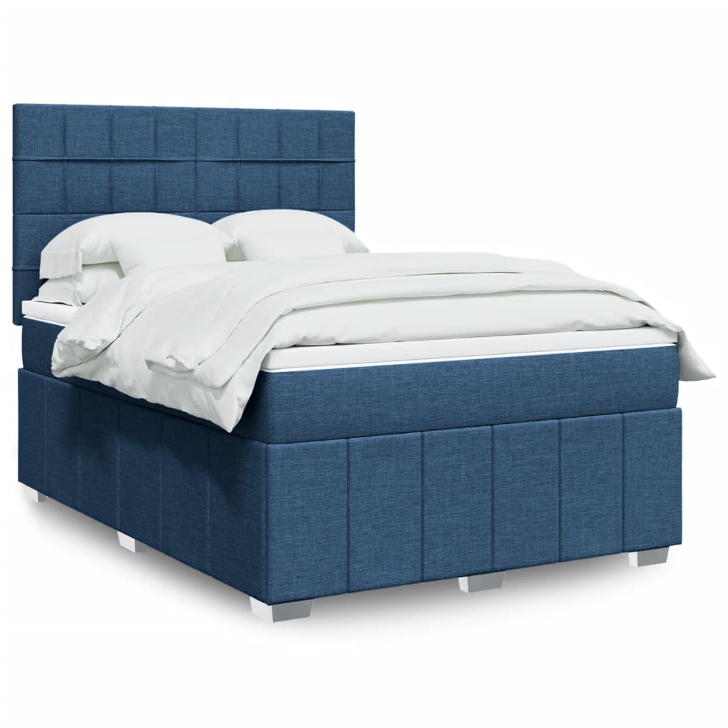 Sommier à lattes de lit avec matelas Bleu 140x200 cm Tissu - XIOS