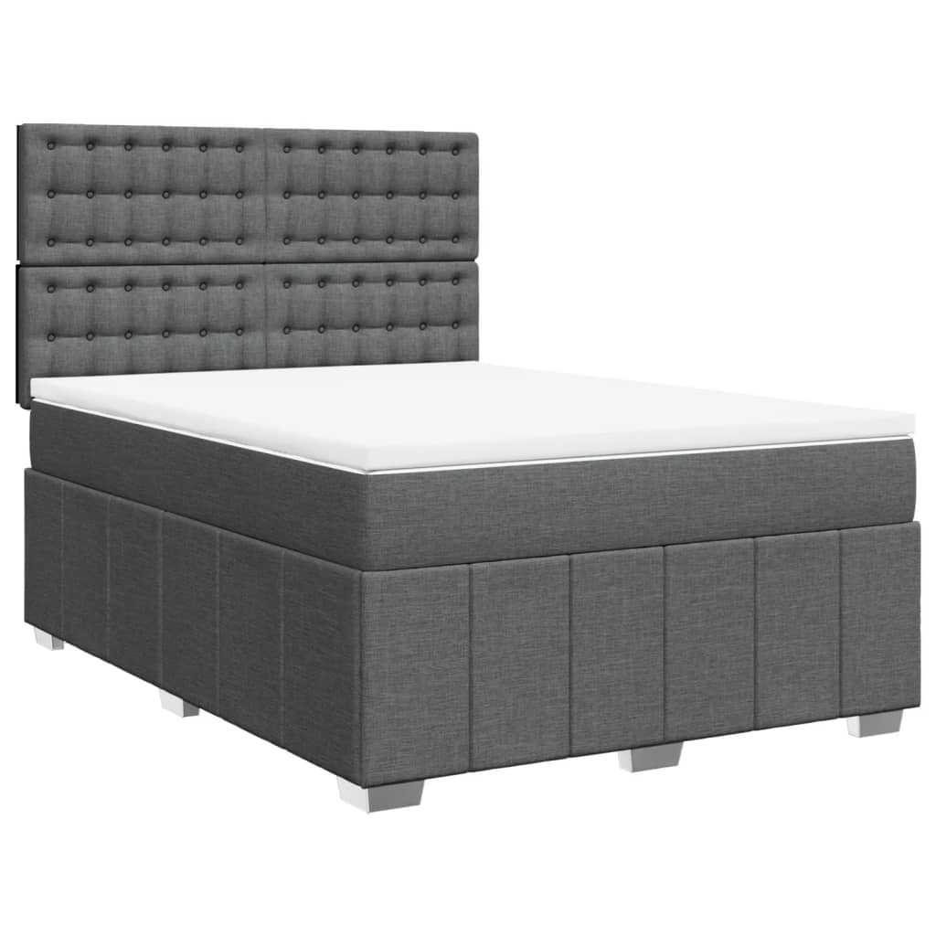 Sommier à lattes de lit avec matelas Gris foncé 140x200cm Tissu - XIOS