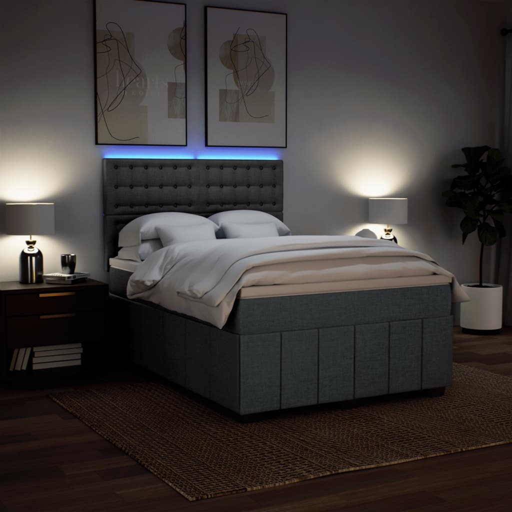 Sommier à lattes de lit avec matelas Gris foncé 140x200cm Tissu - XIOS