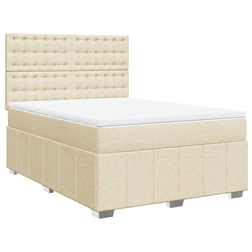Sommier à lattes de lit avec matelas Crème 140x200 cm Tissu