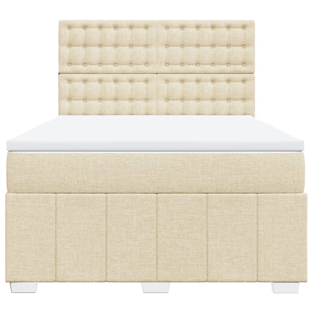 Sommier à lattes de lit avec matelas Crème 140x200 cm Tissu