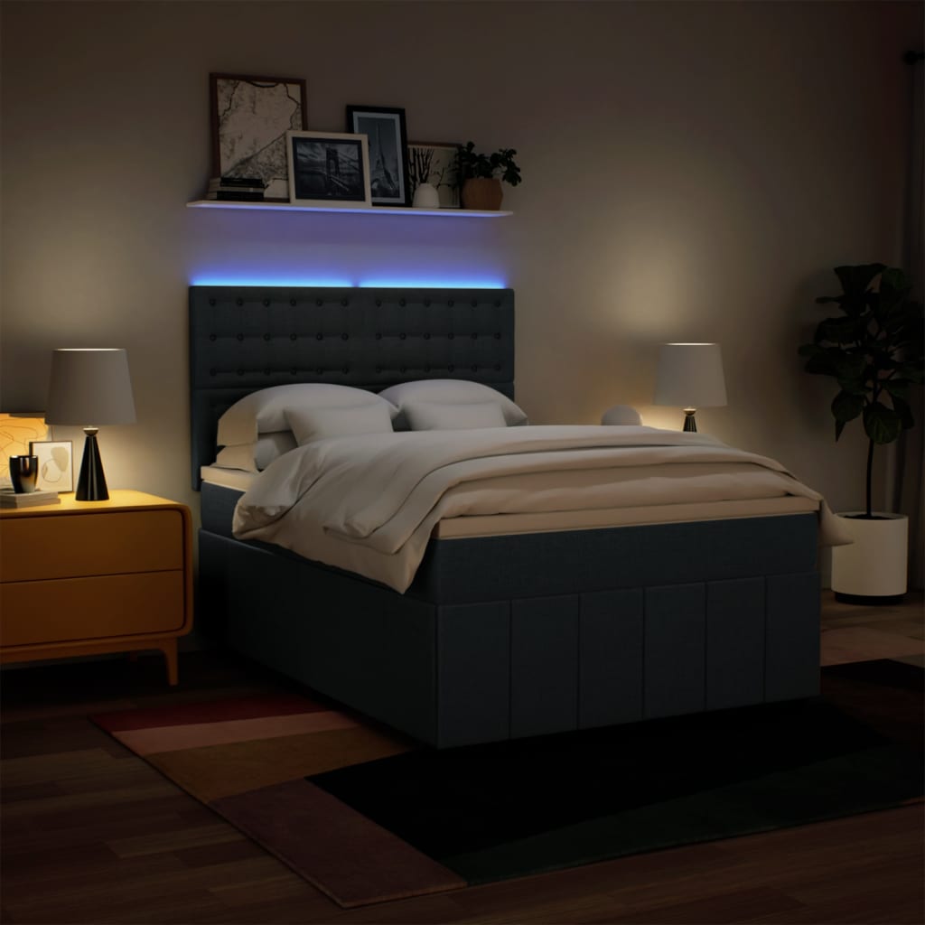 Sommier à lattes de lit avec matelas Bleu 160x200 cm Tissu - XIOS