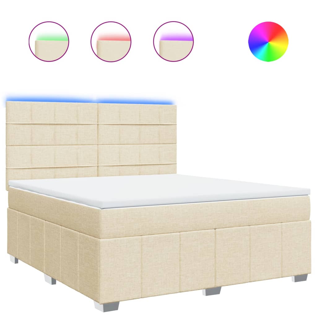 Sommier à lattes de lit avec matelas Crème 180x200 cm Tissu - XIOS