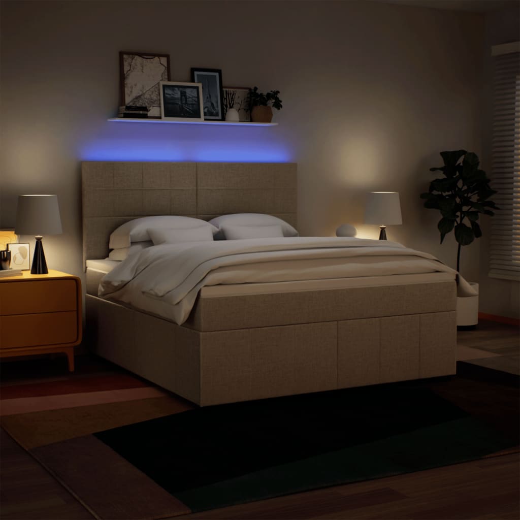 Sommier à lattes de lit avec matelas Crème 180x200 cm Tissu - XIOS