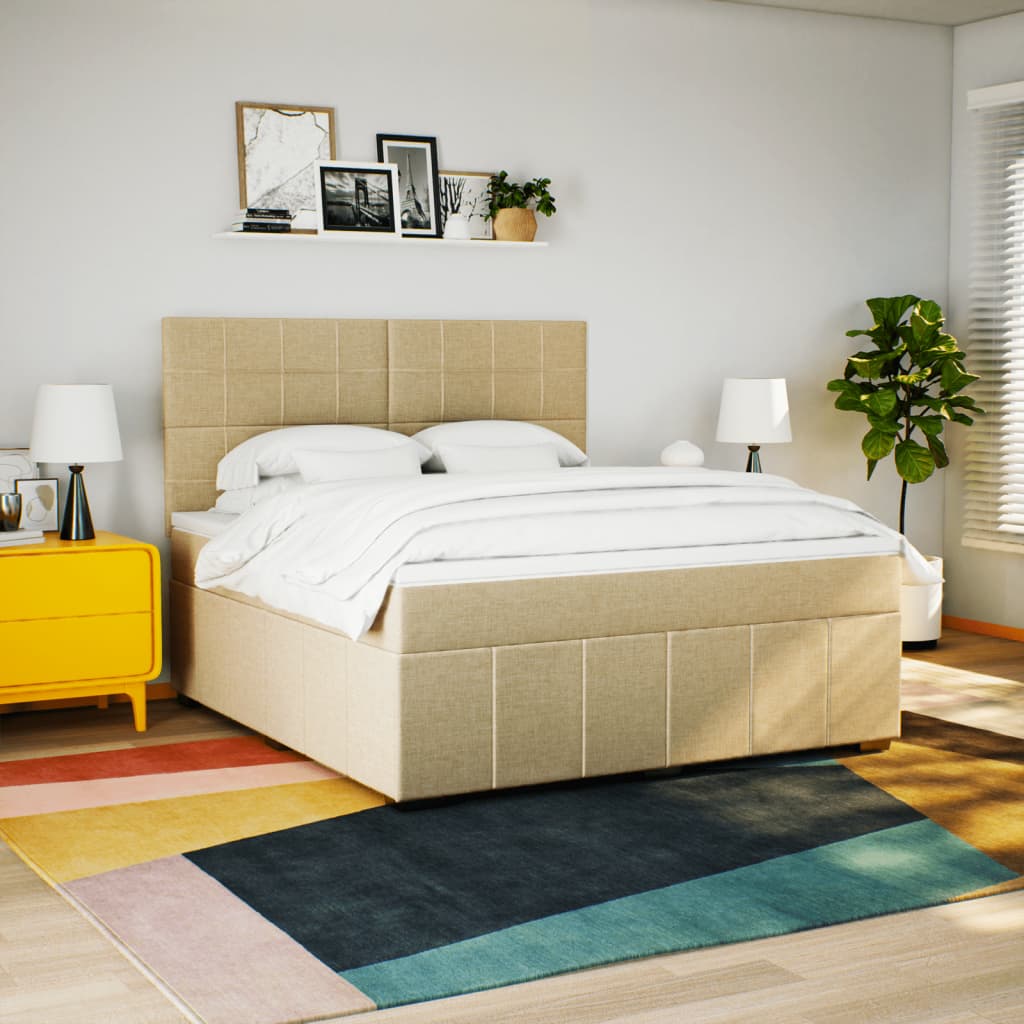 Sommier à lattes de lit avec matelas Crème 180x200 cm Tissu - XIOS