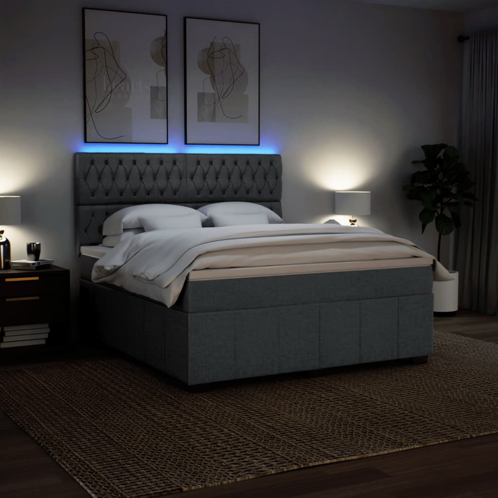 Sommier à lattes de lit avec matelas Gris foncé 180x200cm Tissu - XIOS