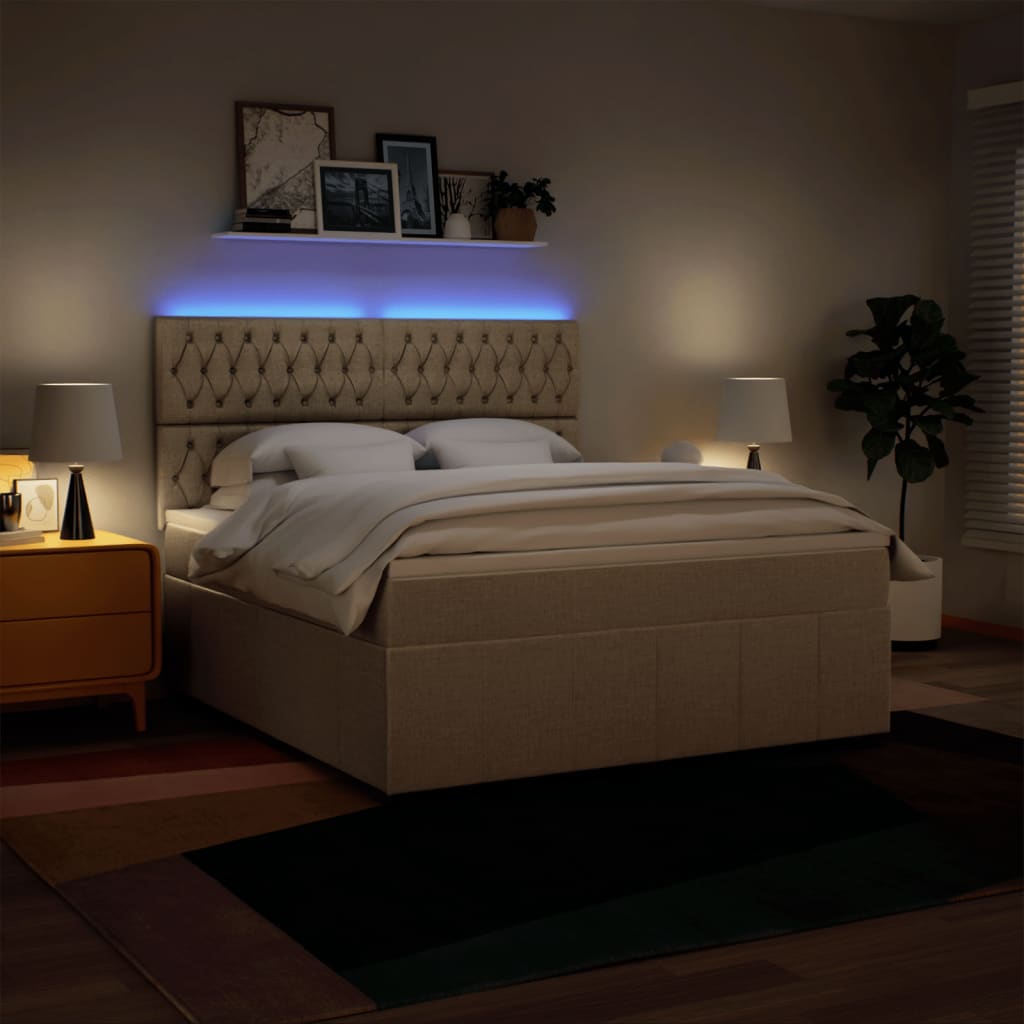 Sommier à lattes de lit avec matelas Crème 180x200 cm Tissu - XIOS