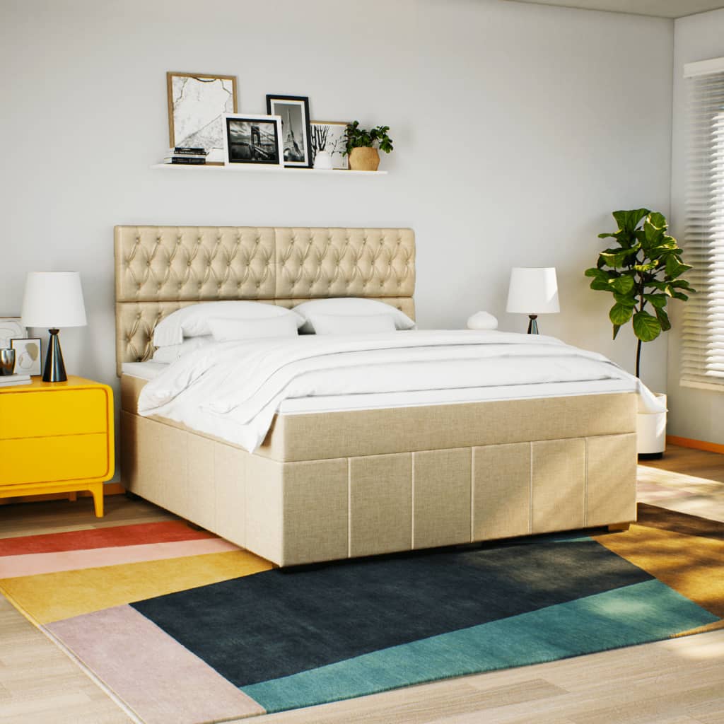 Sommier à lattes de lit avec matelas Crème 180x200 cm Tissu - XIOS