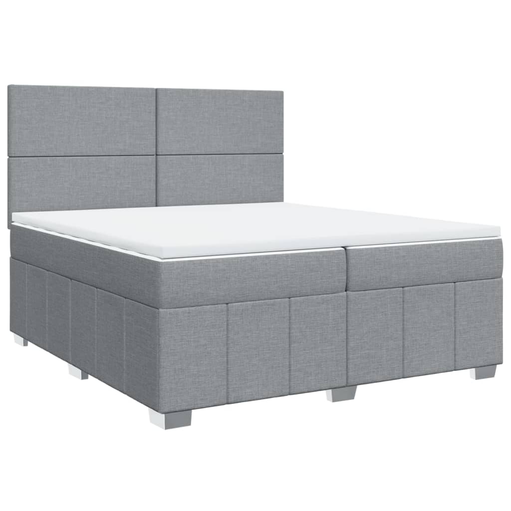 Sommier à lattes de lit avec matelas Gris clair 200x200cm Tissu - XIOS
