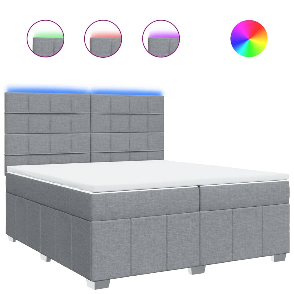 Sommier à lattes de lit avec matelas Gris clair 200x200cm Tissu - XIOS