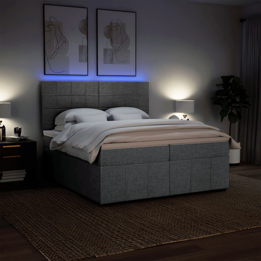 Sommier à lattes de lit avec matelas Gris clair 200x200cm Tissu - XIOS