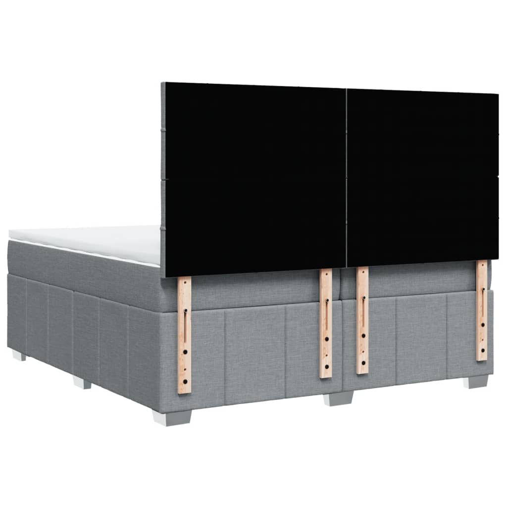 Sommier à lattes de lit avec matelas Gris clair 200x200cm Tissu - XIOS