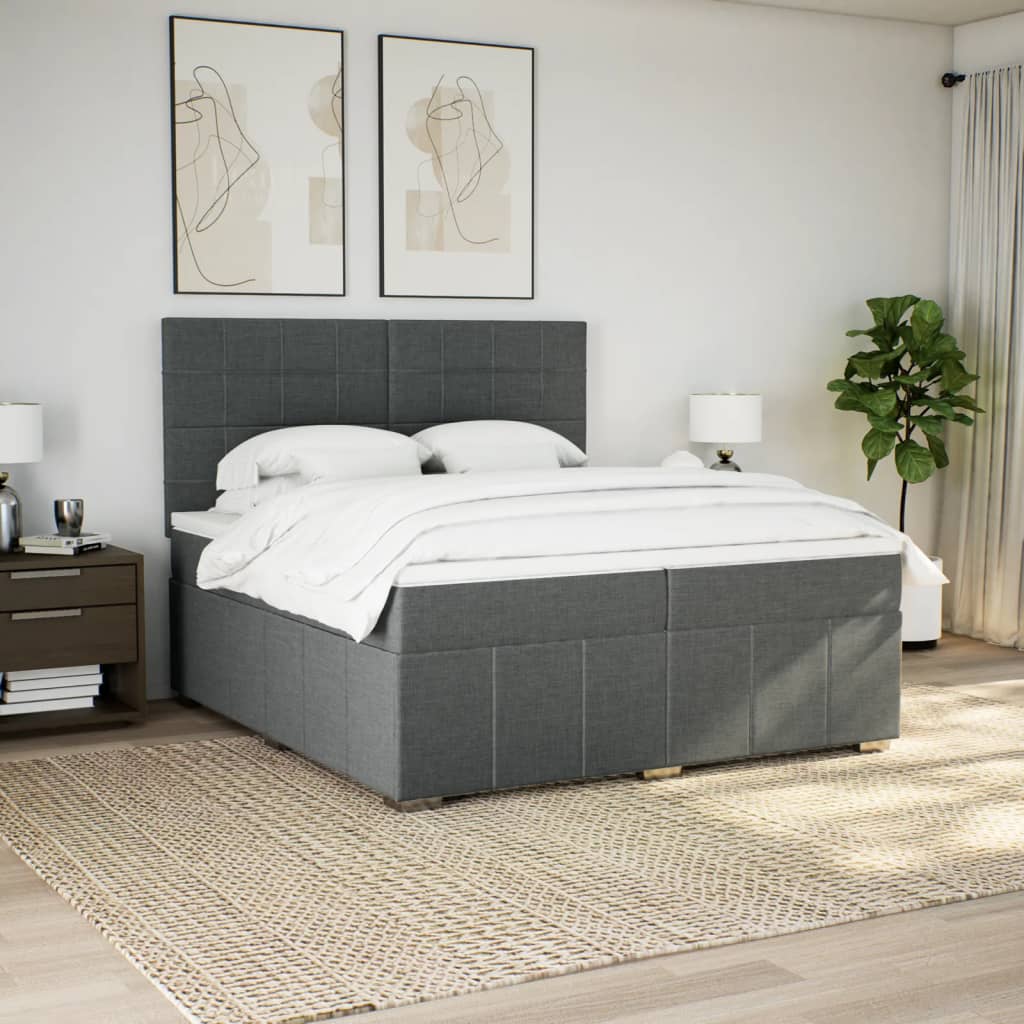 Sommier à lattes de lit avec matelas Gris foncé 200x200cm Tissu - XIOS