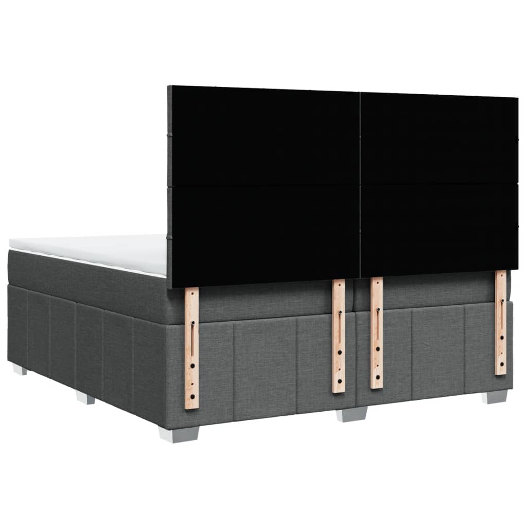 Sommier à lattes de lit avec matelas Gris foncé 200x200cm Tissu - XIOS