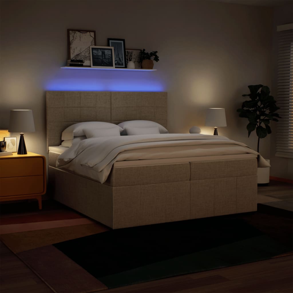 Sommier à lattes de lit avec matelas Crème 200x200 cm Tissu - XIOS