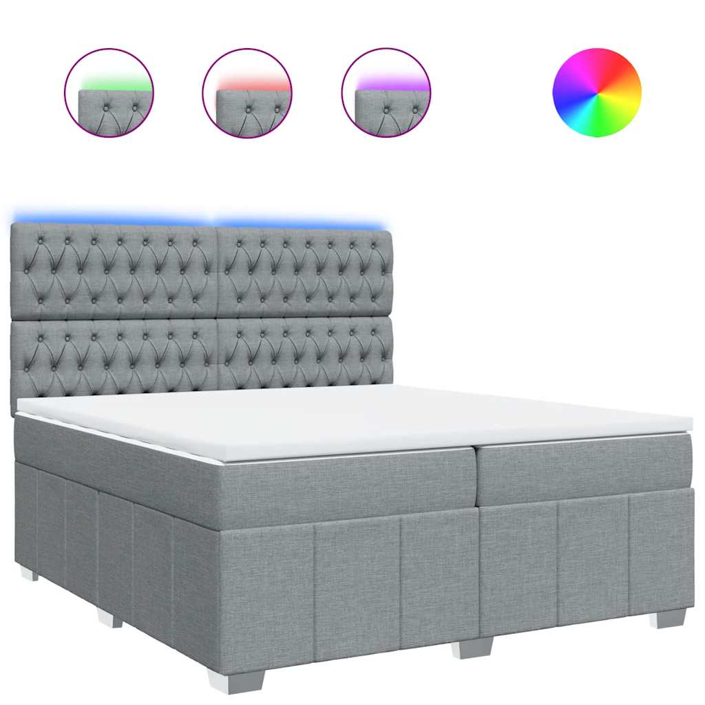Sommier à lattes de lit avec matelas Gris clair 200x200cm Tissu - XIOS