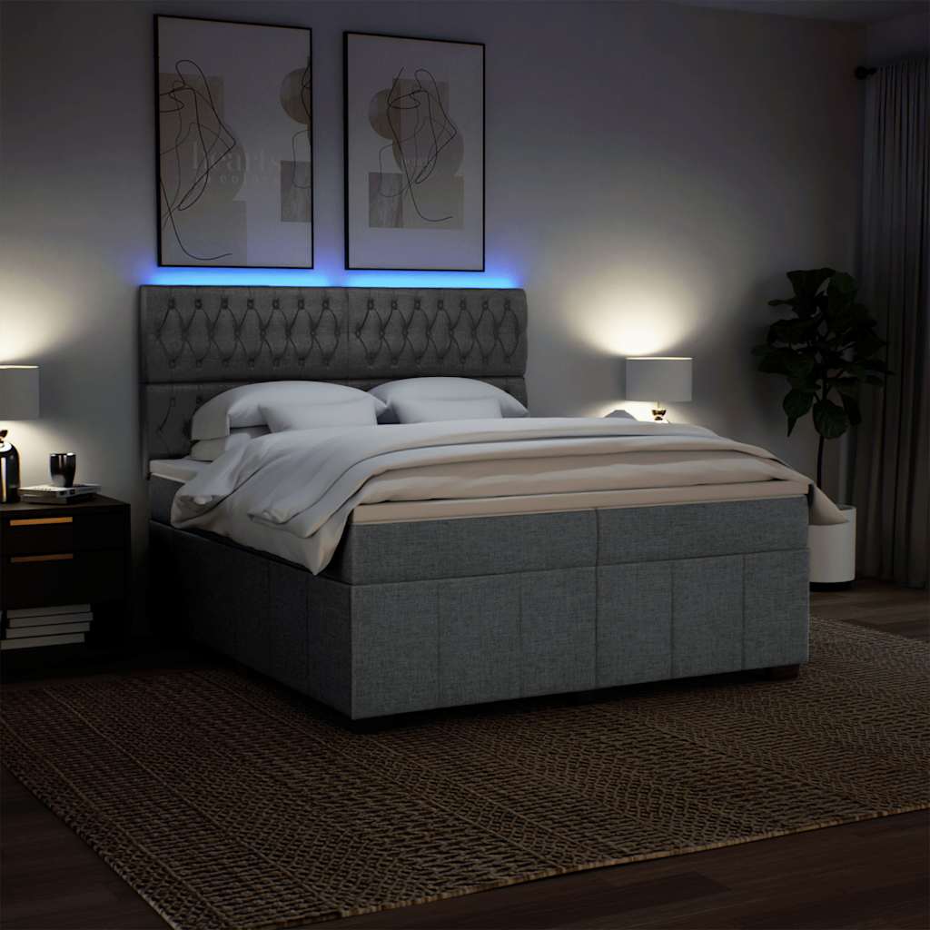 Sommier à lattes de lit avec matelas Gris clair 200x200cm Tissu - XIOS
