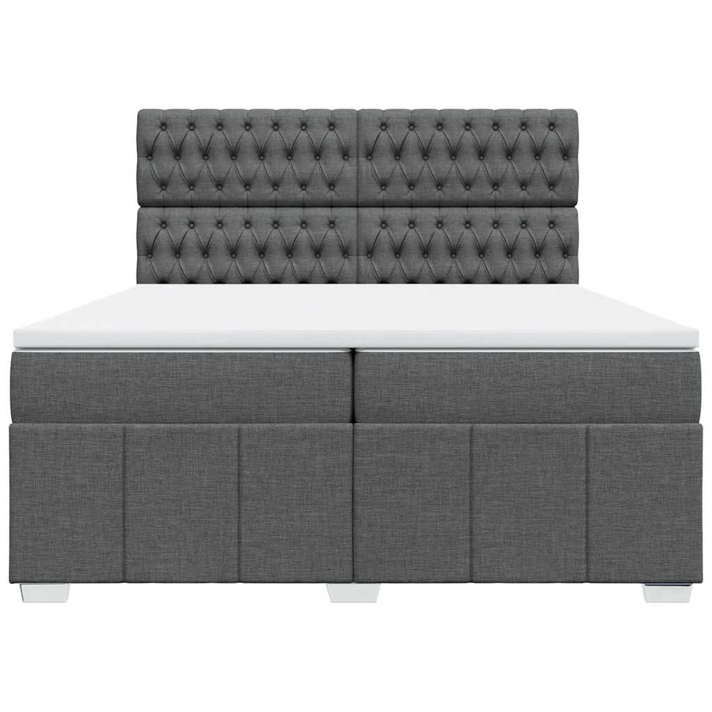 Sommier à lattes de lit avec matelas Gris foncé 200x200cm Tissu - XIOS