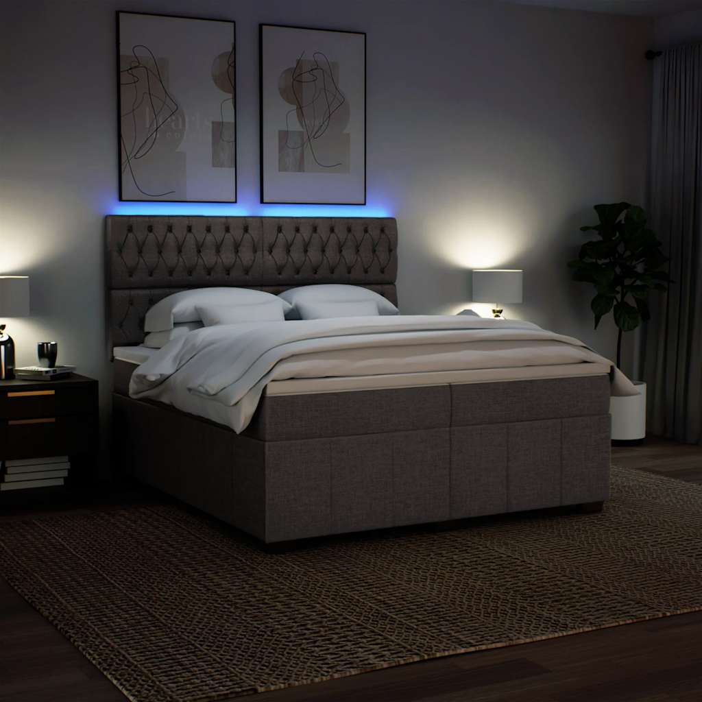 Sommier à lattes de lit avec matelas Taupe 200x200 cm Tissu - XIOS