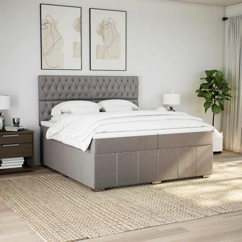Sommier à lattes de lit avec matelas Taupe 200x200 cm Tissu - XIOS