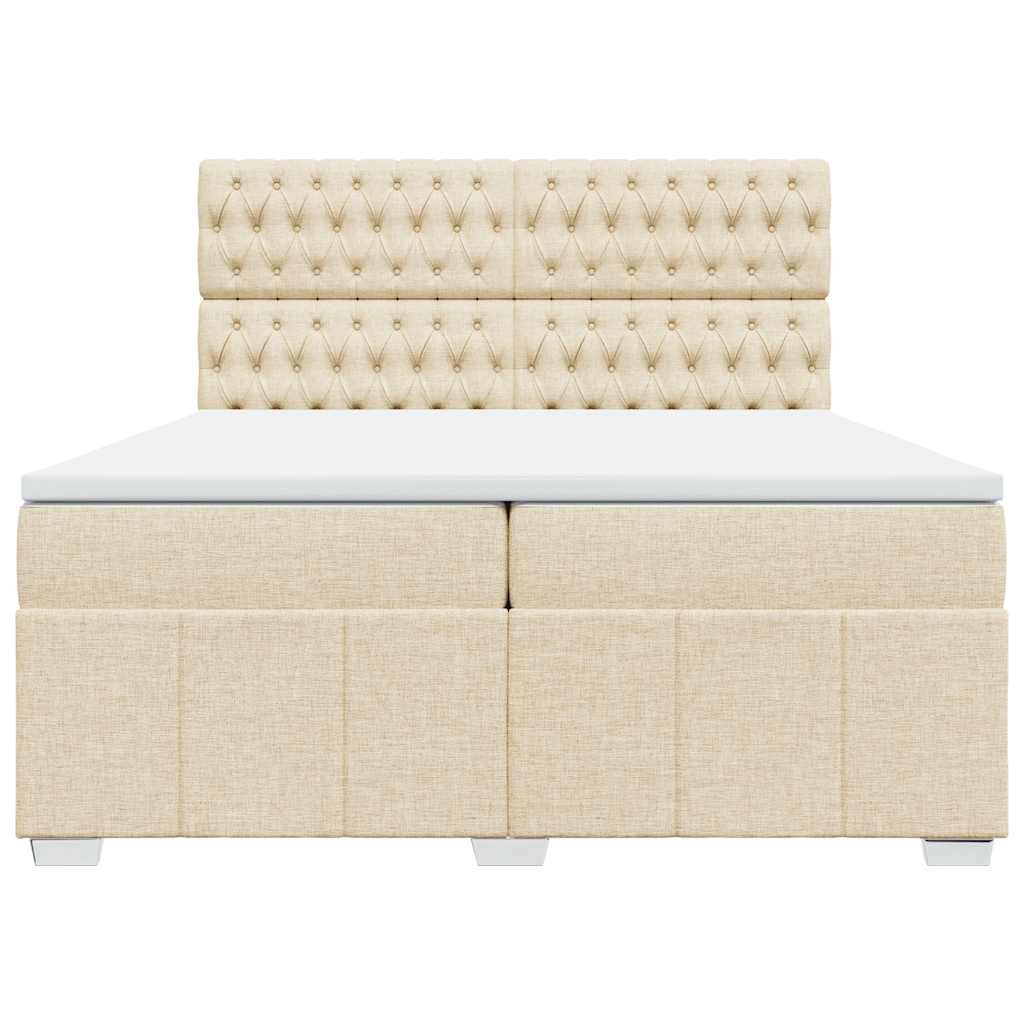 Sommier à lattes de lit avec matelas Crème 200x200 cm Tissu - XIOS