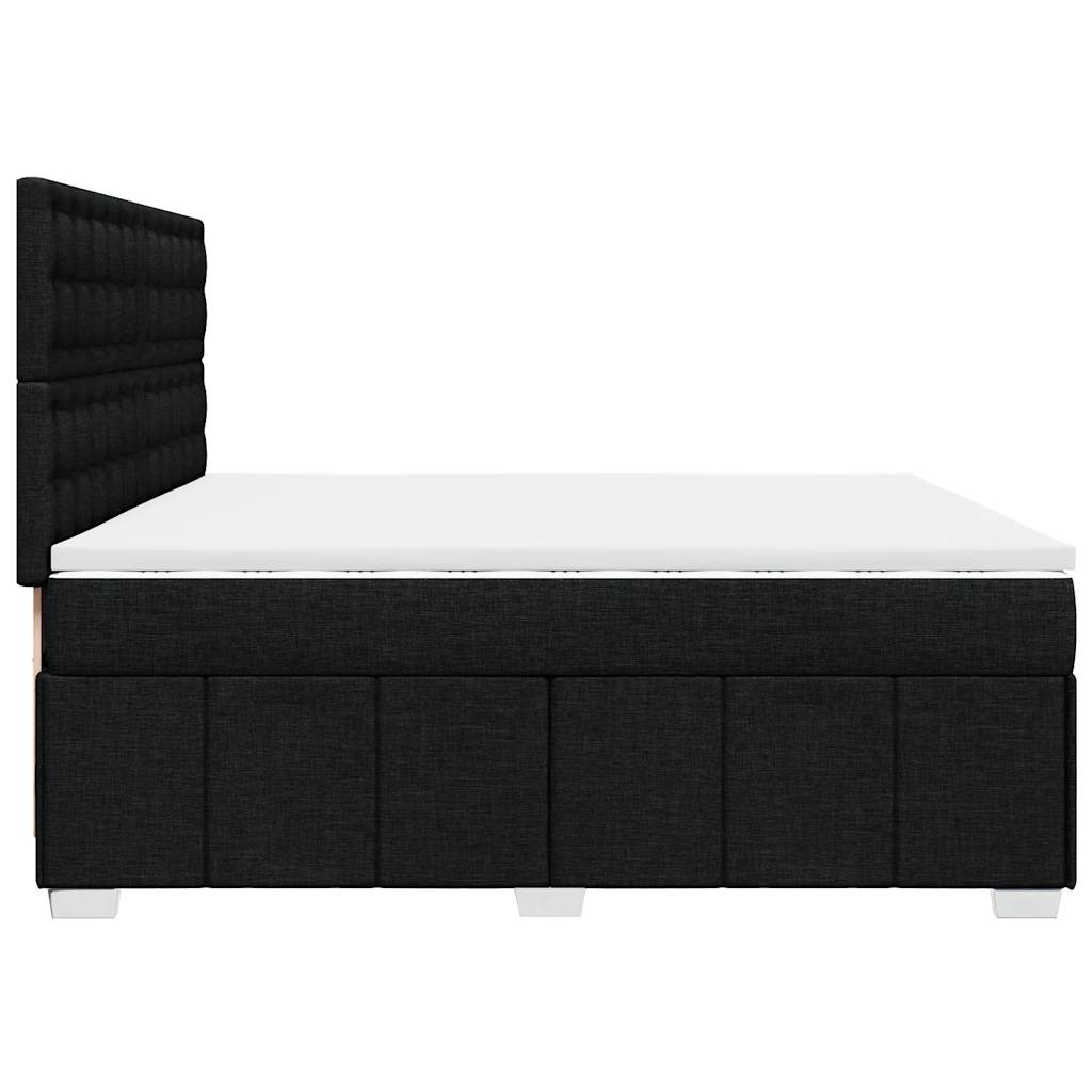 Sommier à lattes de lit avec matelas Noir 200x200 cm Tissu - XIOS