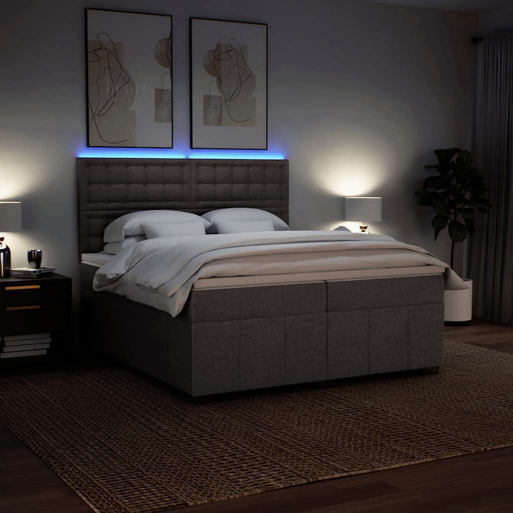 Sommier à lattes de lit avec matelas Taupe 200x200 cm Tissu - XIOS