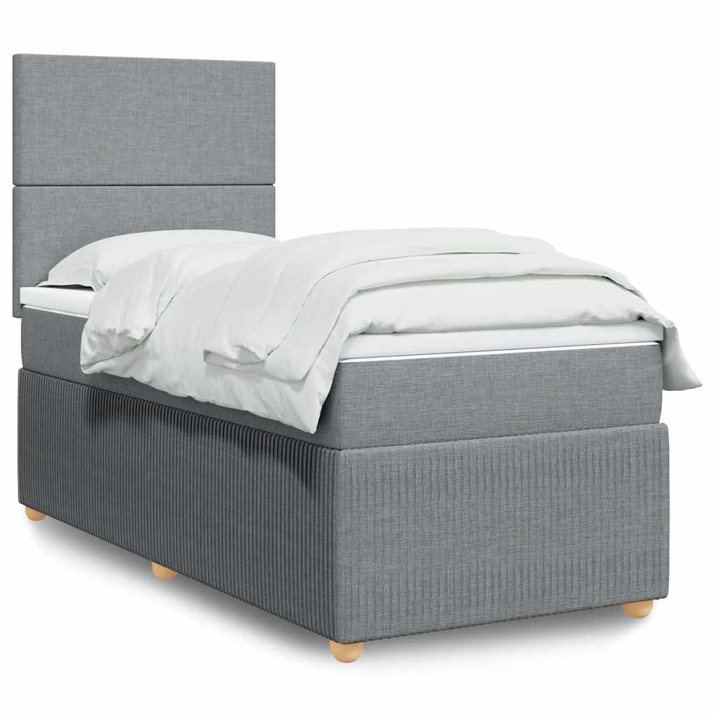 Sommier à lattes de lit avec matelas gris clair 80x200 cm tissu - XIOS