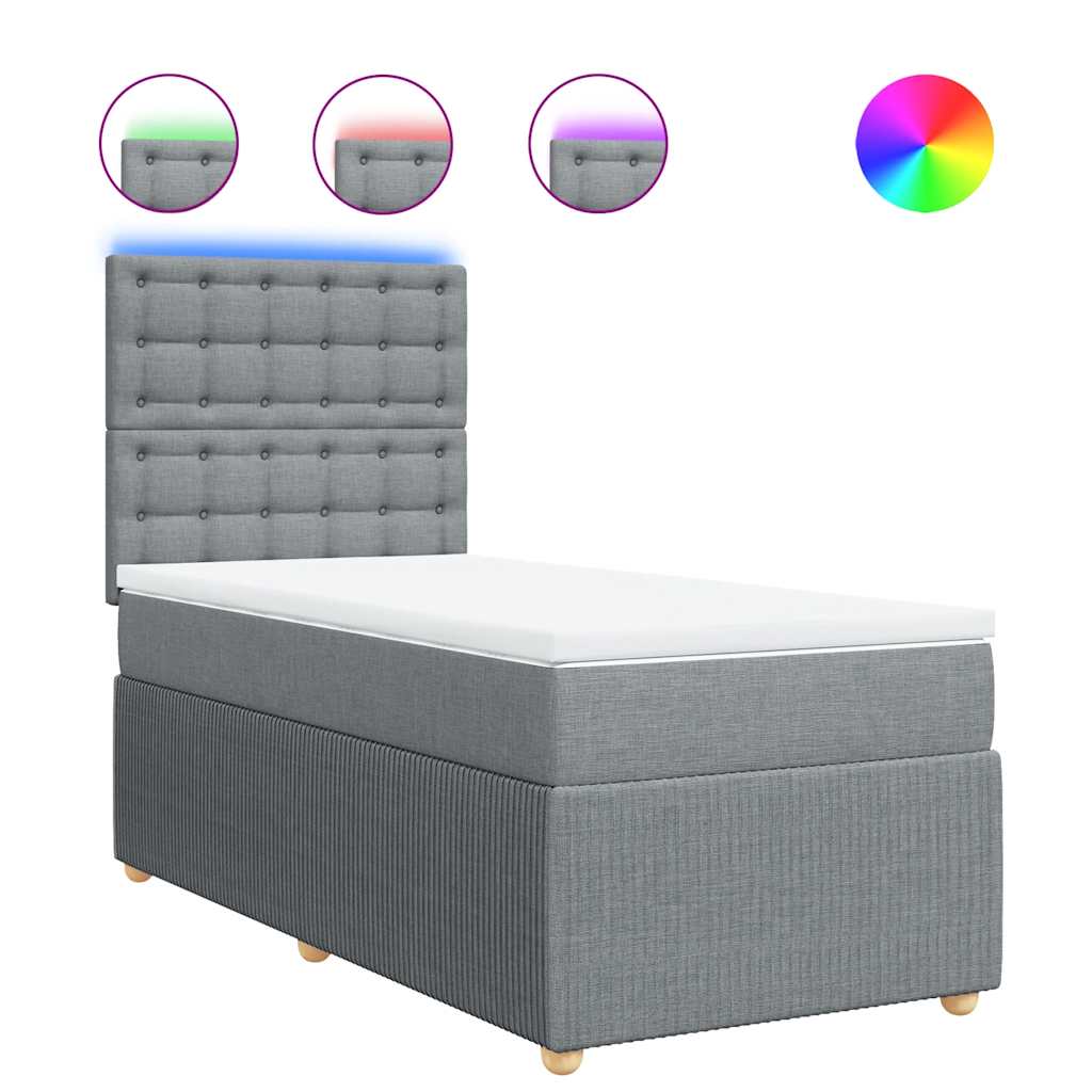 Sommier à lattes de lit avec matelas gris clair 80x200 cm tissu - XIOS