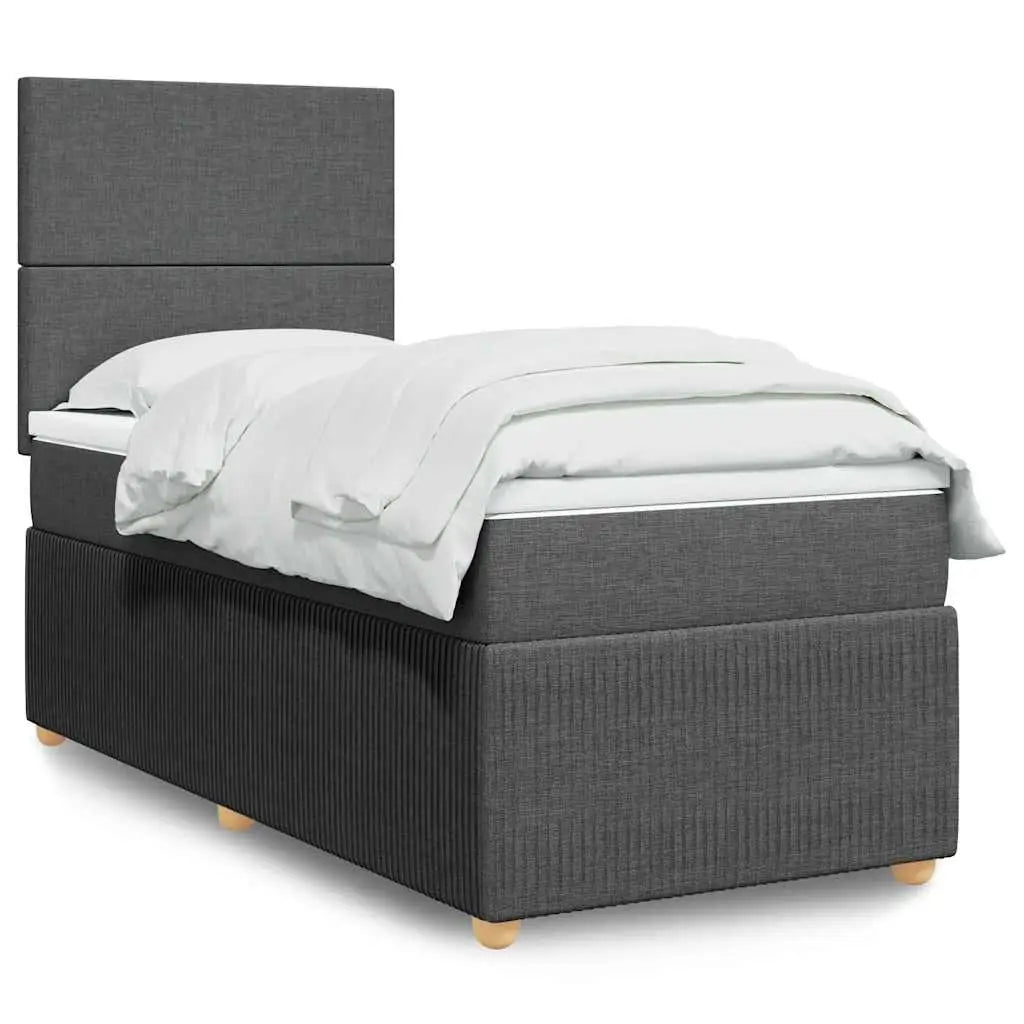 Sommier à lattes de lit et matelas Gris foncé 90x190 cm Tissu - XIOS