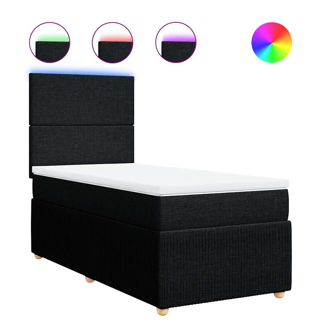 Sommier à lattes de lit avec matelas Noir 90x190 cm Tissu - XIOS