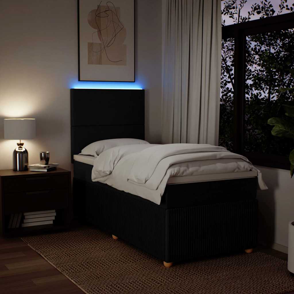 Sommier à lattes de lit avec matelas Noir 90x190 cm Tissu - XIOS