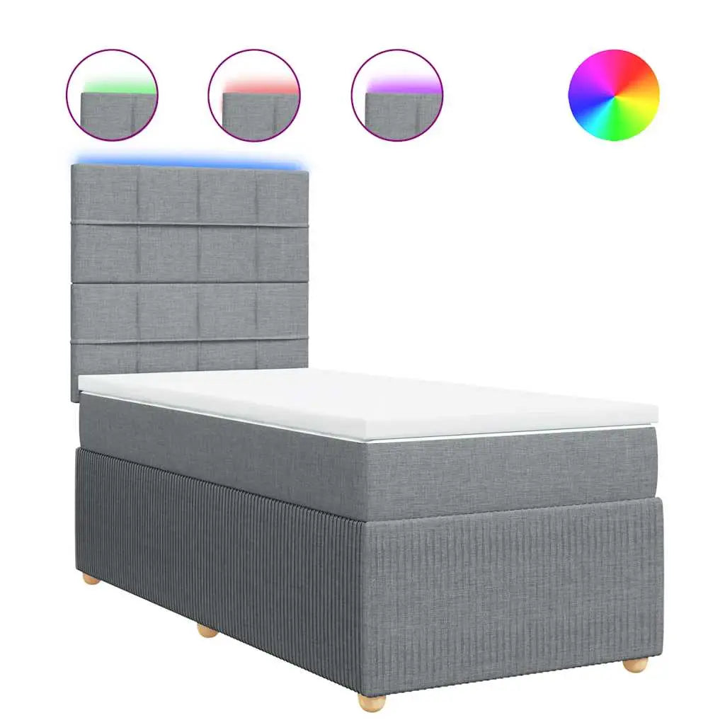 Sommier à lattes de lit et matelas Gris clair 90x190 cm Tissu - XIOS