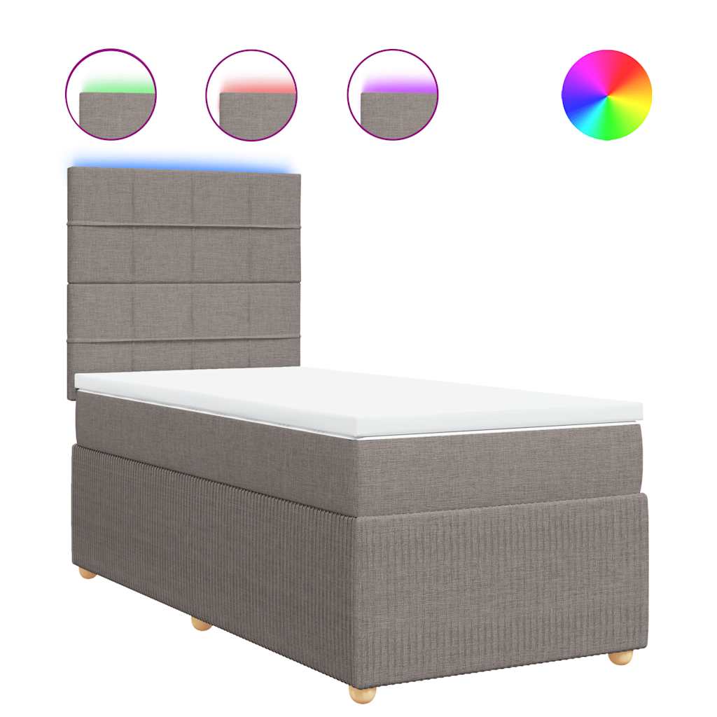 Sommier à lattes de lit avec matelas Taupe 90x190 cm Tissu - XIOS