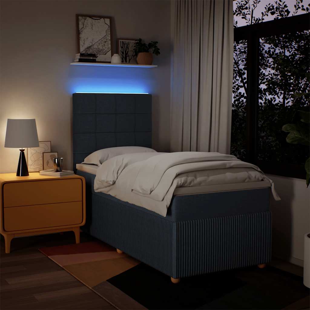 Sommier à lattes de lit avec matelas Bleu 90x190 cm Tissu - XIOS