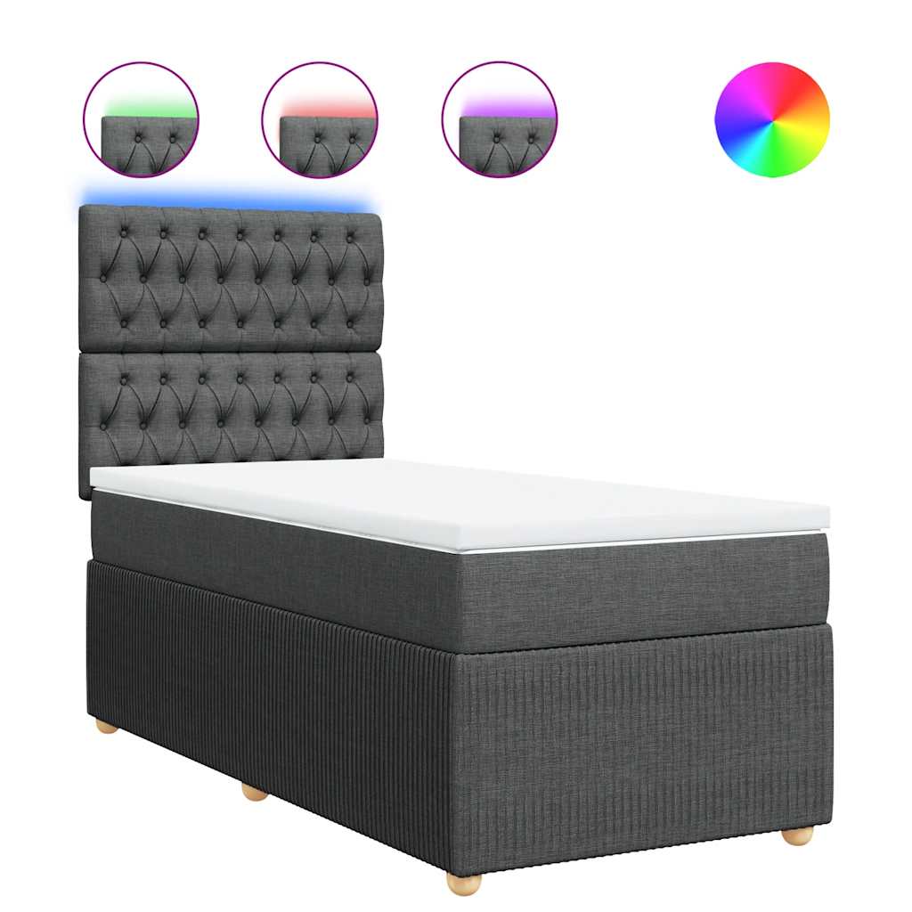 Sommier à lattes de lit et matelas Gris foncé 90x190 cm Tissu - XIOS