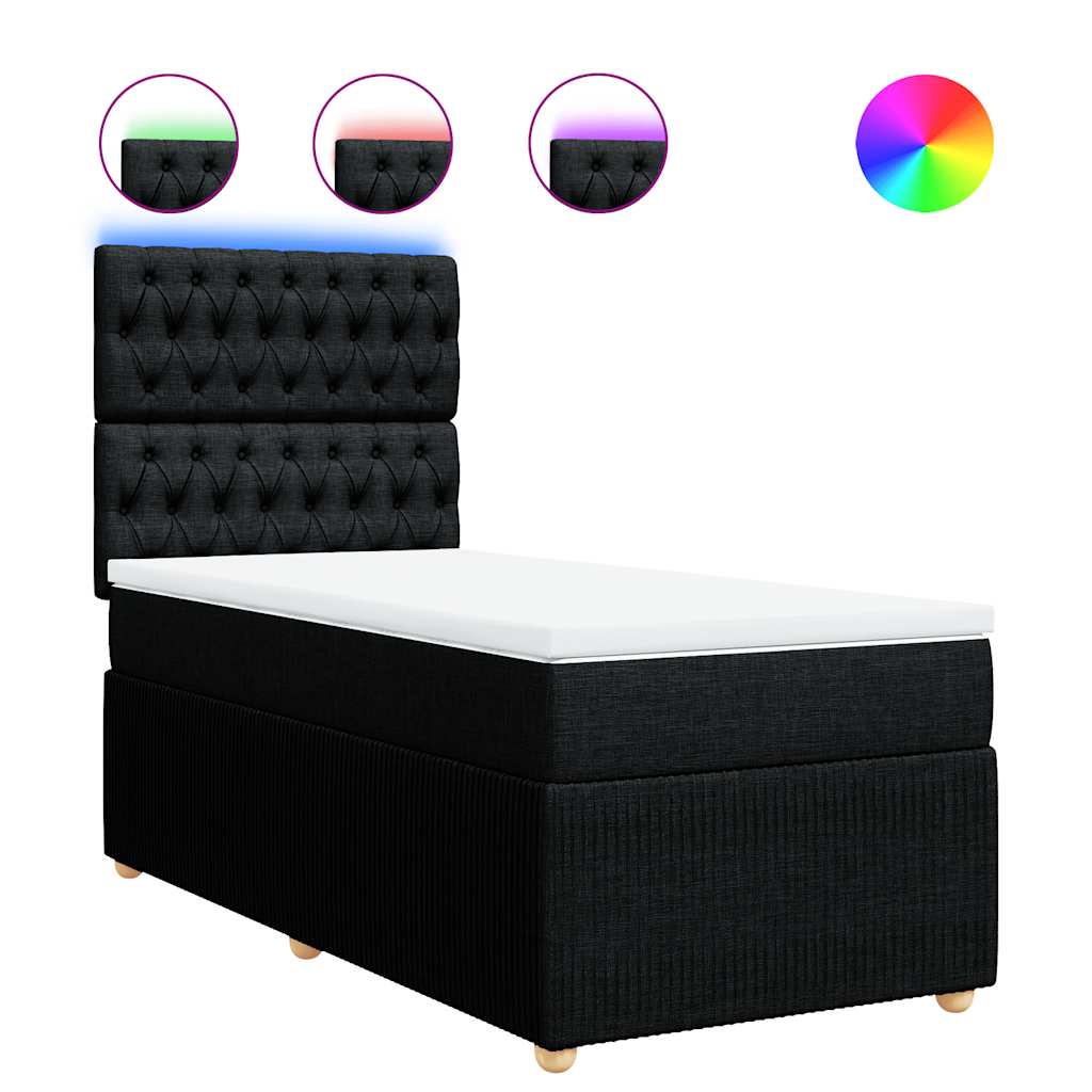 Sommier à lattes de lit avec matelas Noir 90x190 cm Tissu - XIOS