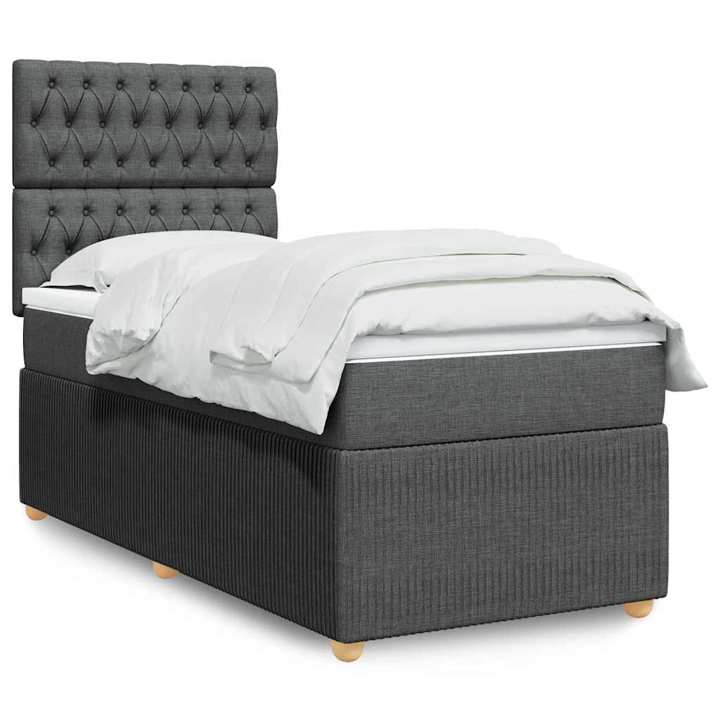 Sommier à lattes de lit avec matelas Gris foncé 90x200 cm Tissu - XIOS