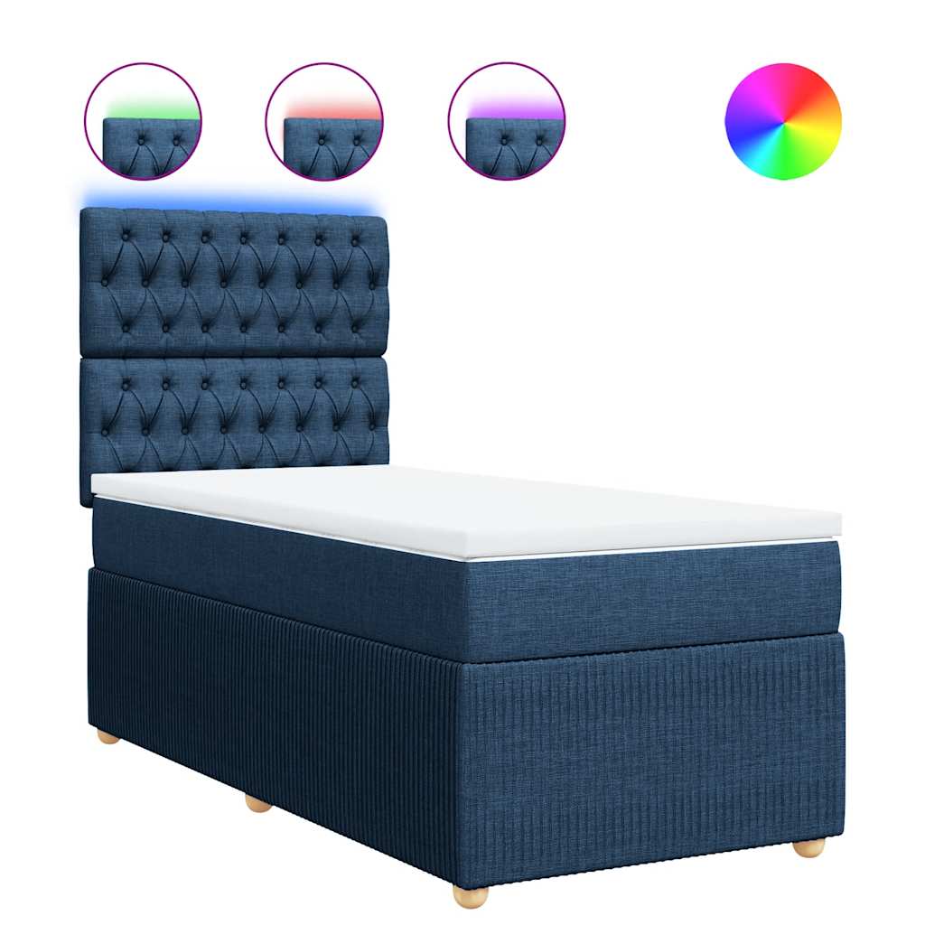 Sommier à lattes de lit avec matelas Bleu 90x200 cm Tissu - XIOS