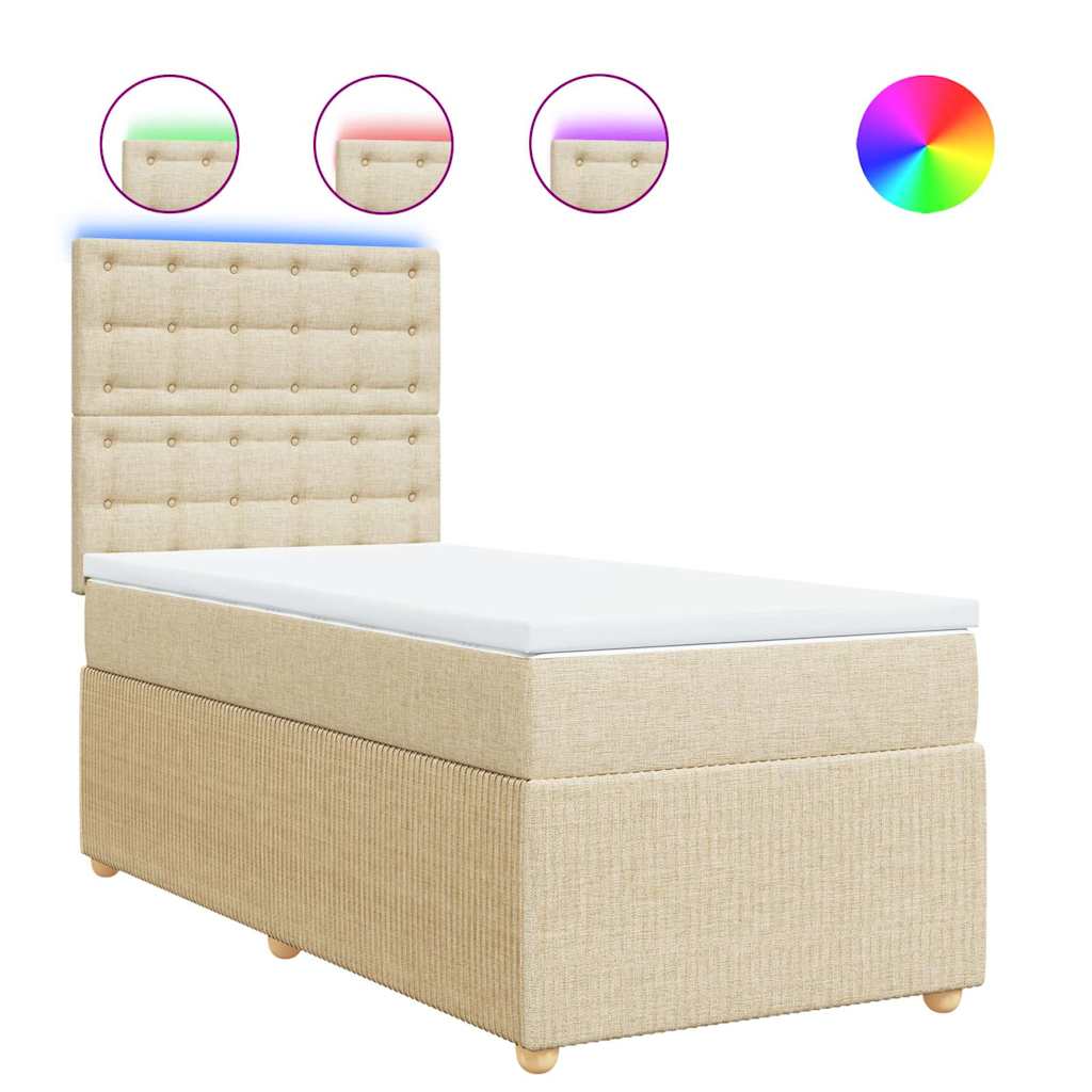 Sommier à lattes de lit avec matelas Crème 90x200 cm Tissu - XIOS