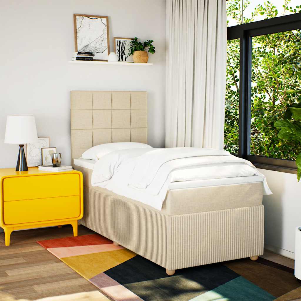Sommier à lattes de lit avec matelas Crème 100x200 cm Tissu - XIOS