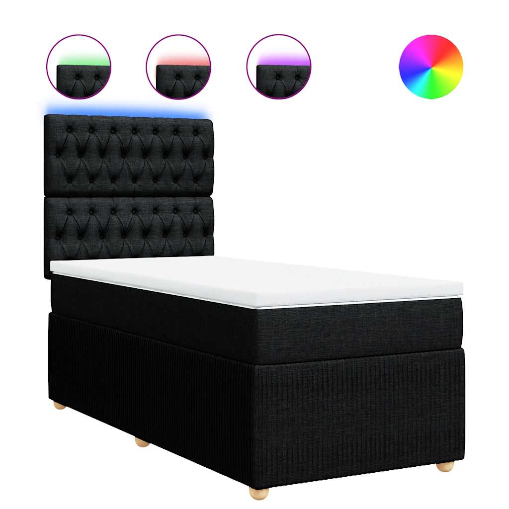 Sommier à lattes de lit avec matelas Noir 100x200 cm Tissu - XIOS